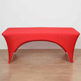 Red Open Back Stretch Spandex Rectangle Tablecloth 8ft Wrinkle Free Fitted Table Cover