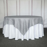 90 inch x 90inch Accordion Crinkle Taffeta Table Overlay - Silver