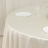 132 Shimmer Pearl White Premium Scuba Round Tablecloth, Wrinkle Free Seamless Polyester