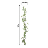 5ft | Frosted Real Touch Artificial Willow Leaf Garland, Flexible Vine