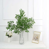 2 Bushes | 42inch Tall Light Green Artificial Silk Beech Leaf Branches, Faux Stem Vase Fillers
