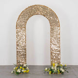 8ft Gold Big Payette Sequin Open Arch Wedding Arch Cover, Sparkly U-Shaped Fitted Backdrop Slipcover