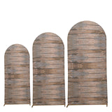 Set of 3 | Brown Rustic Wood Plank Pattern Spandex Fitted Chiara Backdrop Stand Cover
