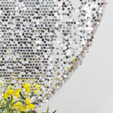 7.5ft Sparkly Silver Big Payette Sequin Single Sided Wedding Arch Cover for Round Backdrop