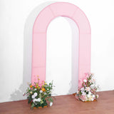 8ft Pink Spandex Fitted Open Arch Wedding Arch Cover, Double-Sided U-Shaped Backdrop Slipcover