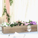 30"x6" | Natural | Rectangular Wood Planter Box Set With Removable Plastic Liners