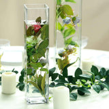 12 Pack | 14inch Heavy Duty Square Glass Cylinder Vases, Clear Glass Flower Vase