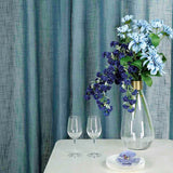 2 Pack | Handmade Blue Faux Linen Curtains 52x84inch Curtain Panels With Chrome Grommets