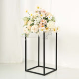 16Inch Rectangular Matte Black Metal Wedding Flower Stand, Geometric Column Frame Centerpiece