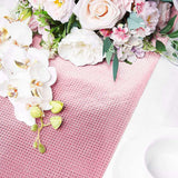 9Ft Rose Gold Glamorous Diamond Print Table Runner, Disposable Paper Table Runner - Blush