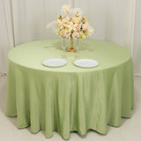 120 Sage Green Seamless Lamour Satin Round Tablecloth for 5 Foot Table With Floor-Length