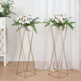 2 Pack | 32inch Gold Geometric Crisscross Metal Frame Flower Stands