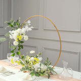 32Inch Gold Round Hoop Wedding Centerpiece, Self Standing Table Floral Wreath Frame