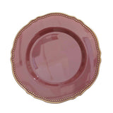 10 Pack | 10inch Cinnamon Rose Gold Scalloped Rim Plastic Dinner Plates, Disposable Party Plates#whtbkgd