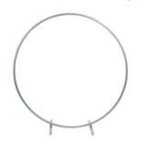 24inch Silver Round Arch Wedding Centerpiece, Metal Hoop Wreath Tabletop Decor#whtbkgd