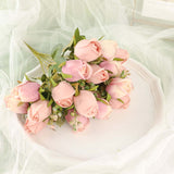 3 Pack | 13inch Dusty Rose Real Touch Silk Rose Bud Flower Bridal Bouquets