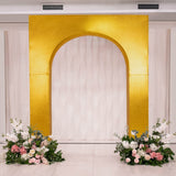 7ft Gold Metallic Spandex Backdrop Stand Cover for Arc de Triomphe Stand, Stretch Fitted Floral Ball