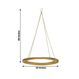 Gold Hanging Metal Floral Chandelier Frame - 32inch Circular Lighting, Candle