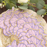 20 Pack Purple Peony Flower Shaped Paper Cocktail Napkins with Gold Edges, Disposable Party Beverage