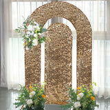 Set of 2 Gold Payette Sequin Wedding Arch Covers for Round Top and Double Arch Chiara Backdrop Stand