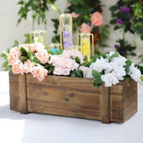 18"x6" | Smoked Brown Rustic Natural Wood Planter Box With Removable Plastic Liners