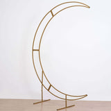 7.5ft Gold Metal Half Crescent Moon Wedding Arbor Frame, Curved Design Arch Flower Balloon Stand