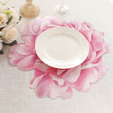 10 Pack Pink Peony Flower Disposable Table Mats, 14" Cardboard Paper Floral Placemats - 400GSM