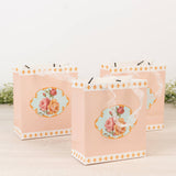 12-Pack Favor Bags Vintage Rose Floral Tea Party, Dusty Rose Paper Goodie Gift Bags