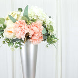 24Inch Tall Brushed Silver Metal Trumpet Flower Vase Wedding Centerpiece