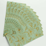 50 Pack Sage Green 2-Ply Paper Party Napkins with Gold Magnolia Flowers Print