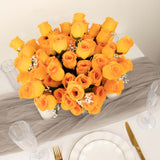 12 Bushes | Orange Artificial Premium Silk Flower Rose Bud Bouquets
