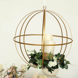 12inch Gold Wrought Iron Open Frame Centerpiece Ball, Candle Holder Floral Display Hanging Sphere