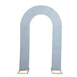 8ft Dusty Blue Spandex Fitted Open Arch Wedding Arch Cover, Double-Sided U-Shaped Backdrop Slipcover