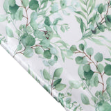 Set of 3 White Green Satin Chiara Wedding Arch Covers With Eucalyptus Leaves Print