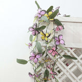 3 Pack Artificial Butterfly Garland Vines with Willow Greenery Leaves, Faux Flowers Garland - 6ft