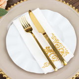 20 Gold Foil White Airlaid Linen-Feel Paper Dinner Napkins, Disposable Hand Towels Fleur Vintage