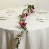 6ft Dusty Rose Silk Rose Peony Flower Garland, Mixed Floral Greenery Garland