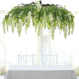 55inch Cream Artificial Silk Hanging Wisteria Vine Flower Chandelier