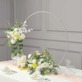 36Inch Silver Metal Round Hoop Wedding Centerpiece, Self Standing Table Floral Wreath Frame