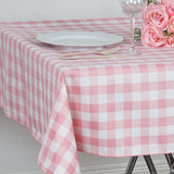 54"x54" White Rose Quartz Buffalo Plaid Square Table Overlay, Checkered Gingham Table Overlay