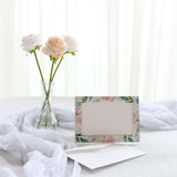 25 Pack White Pink Peony Floral Photo Frame Thank You Cards with Envelopes