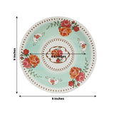 25 Pack Turquoise Round Floral Paper Dinner Plates, Disposable Tea Party Plates