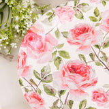 25 Pack | Rose 9inch Flower Bouquet Design Premium Dinner Paper Plates - 300 GSM