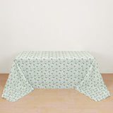 Dusty Sage Green Polyester Rectangular Tablecloth in French Toile Pattern