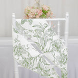 Polyester Chair Sashes White Dusty Sage Green French Toile Floral Design
