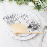 5-Pack Paper Folding Fans Party Favors in White & Black French Toile Pattern, Handheld Fans
