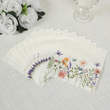 50 Pack Wildflower Butterfly Paper Beverage Napkins, Soft 2 Ply Highly Absorbent 