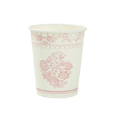 24 Pack White Pink French Toile Party Cups, Elegant Disposable Paper Cups - 9oz#whtbkgd