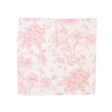 5 Pack 20x20 Pink French Toile Polyester Cloth Napkins, White Floral Reusable Dinner Table Linens