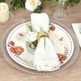 25 Pack Ivory Round Floral Paper Dinner Plates, Disposable Tea Party Plates